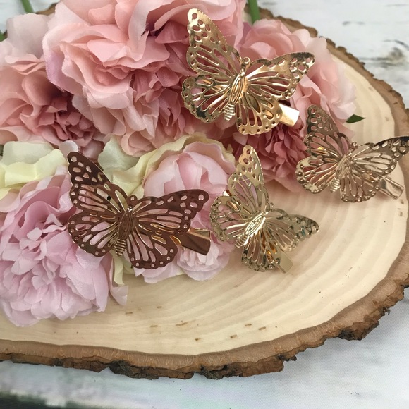 Boho Beautiful Gold Butterfly Hair Clips - Picture 8 of 12